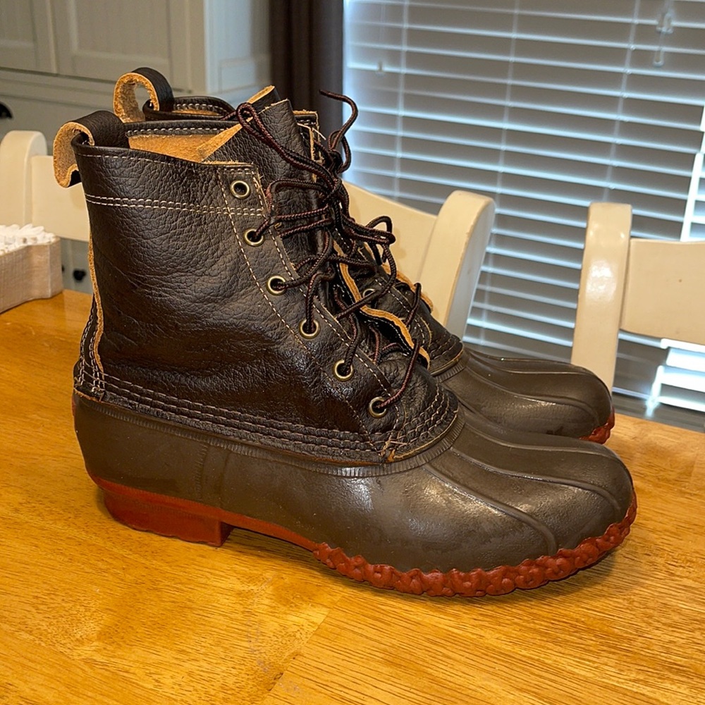 L.L. BEAN 8” Dark Brown/Brick Red Boots size 10